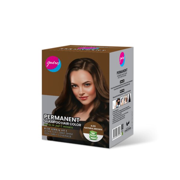 Color Shampoo Sachet Box_Natural Brown Pack of 8 Godrej Permanent Hair Color Shampoo Sachet โ Natural Brown